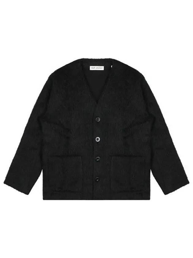 Mohair V-neck Relaxed Fit Wool Cardigan Black - OUR LEGACY - BALAAN 2