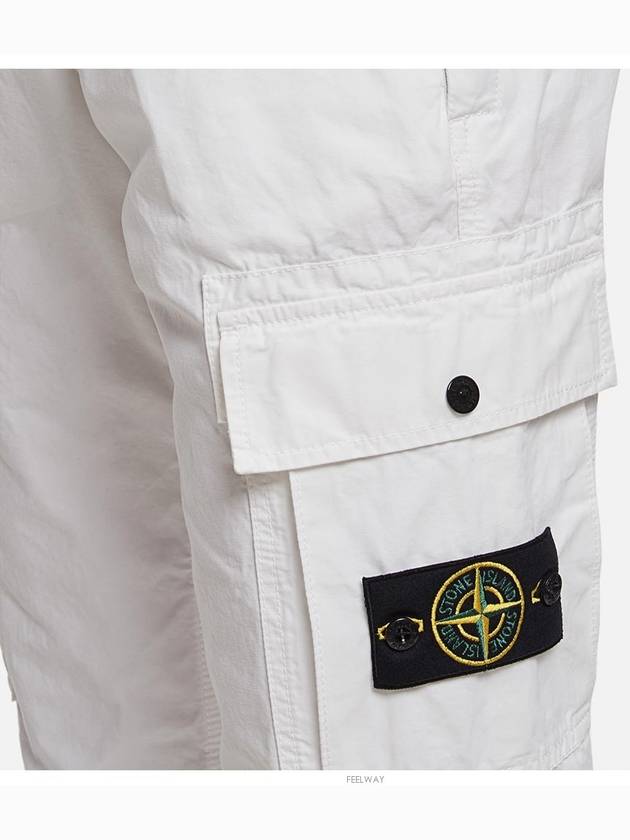 Men's Wappen Patch Slim Cargo Straight Pants White - STONE ISLAND - BALAAN 5