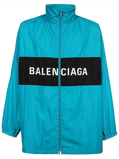 Logo Print Nylon Windbreaker Blue - BALENCIAGA - BALAAN 1