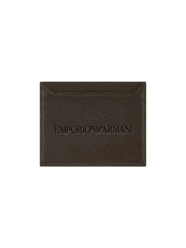 Men s Debossed Logo Grainy Card Holder Dark Khaki - EMPORIO ARMANI - BALAAN 1