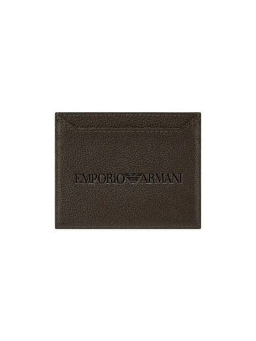 Men s Debossed Logo Grainy Card Holder Dark Khaki - EMPORIO ARMANI - BALAAN 1