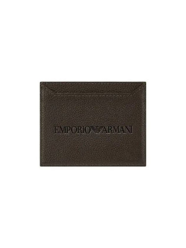 Men s Debossed Logo Grainy Card Holder Dark Khaki - EMPORIO ARMANI - BALAAN 1