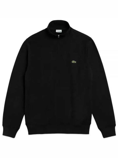 Classic Fit Half Zip Up Knit Top Black - LACOSTE - BALAAN 2