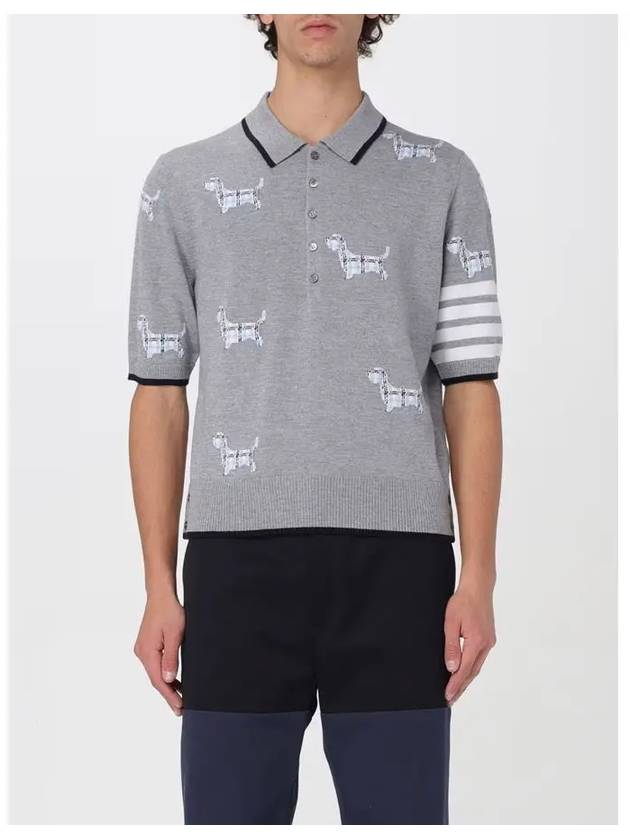 Hector Diagonal Virgin Wool Short Sleeve Polo Shirt Grey - THOM BROWNE - BALAAN 4