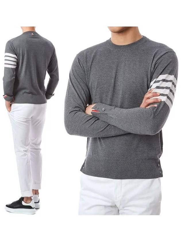 4 Bar Armband Classic Merino Wool Knit Top Medium Grey - THOM BROWNE - BALAAN 2