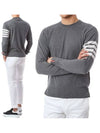 4 Bar Armband Classic Merino Wool Knit Top Medium Grey - THOM BROWNE - BALAAN 3