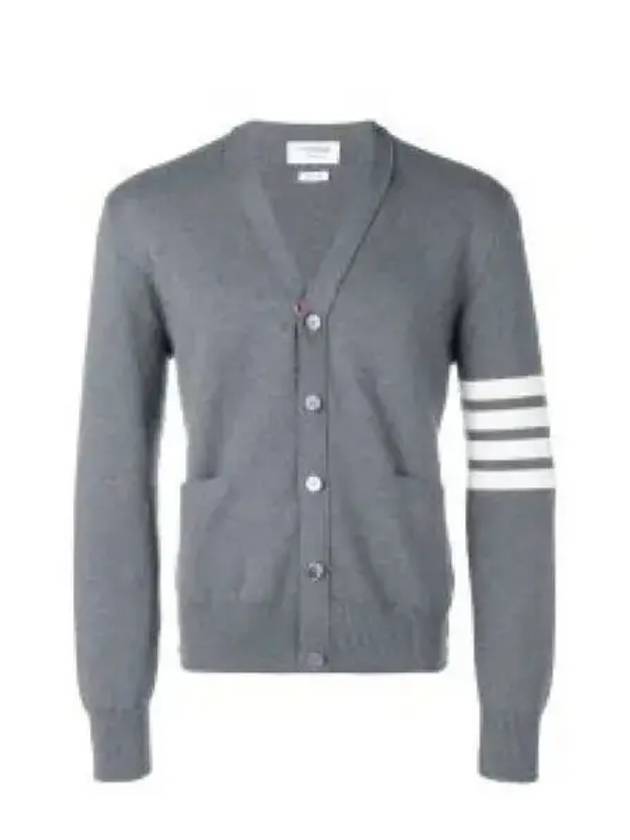 Milano Stitch 4-Bar Cardigan Medium Grey - THOM BROWNE - BALAAN 2