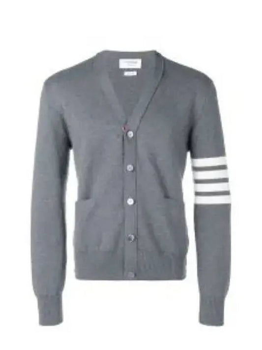 Milano Stitch 4-Bar Cardigan Medium Grey - THOM BROWNE - BALAAN 2