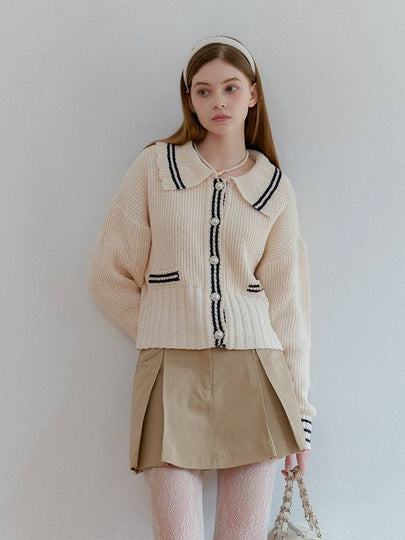 Combi Collar Knit Cardigan Ivory - ANOETIC - BALAAN 2