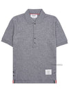 RWB Button Ribbed Polo Wool Knit Top Grey - THOM BROWNE - BALAAN 2