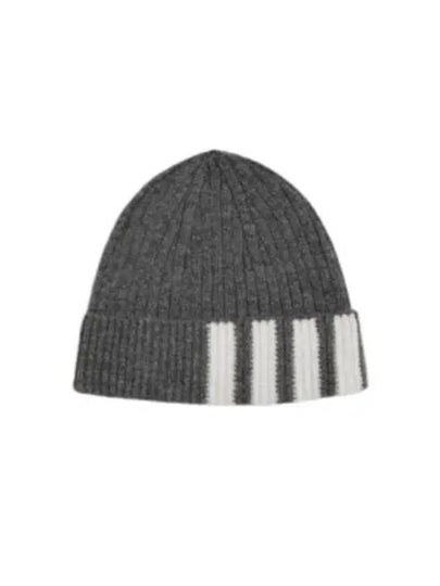 4 Bar Stripe Cashmere Beanie Grey - THOM BROWNE - BALAAN 2