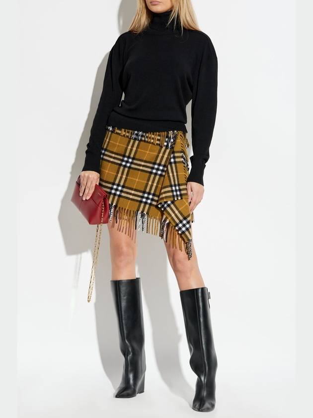 Check Wool Cashmere A-Line Skirt Oxide - BURBERRY - BALAAN 3