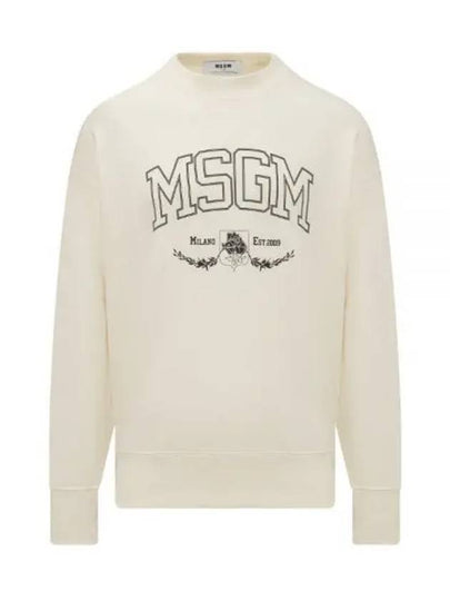 College Logo Crew Neck Cotton Sweatshirt Ivory - MSGM - BALAAN 2