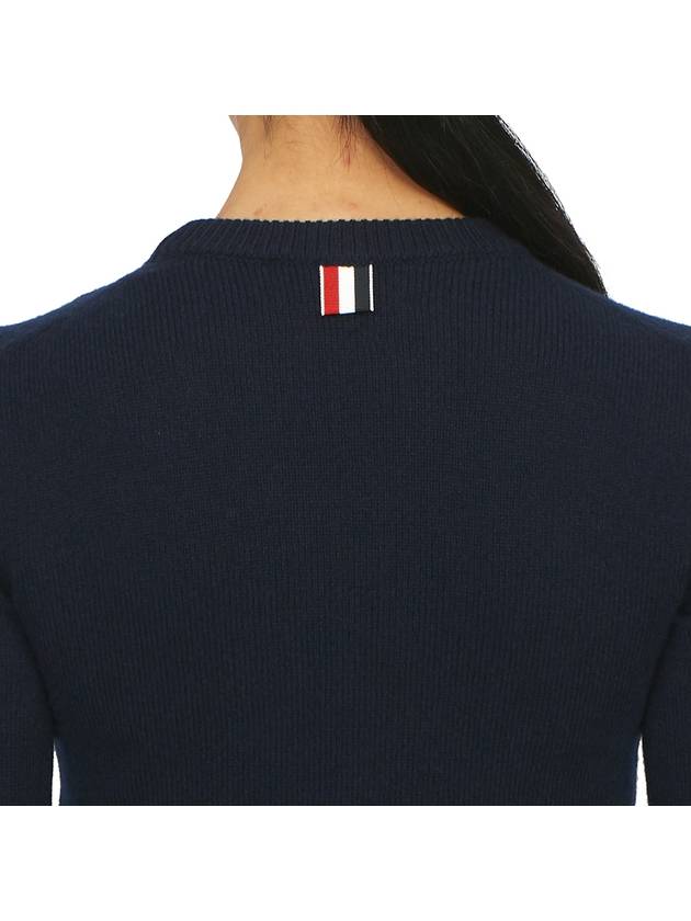 Hector Bow Virgin Wool Knit Top Navy - THOM BROWNE - BALAAN 7