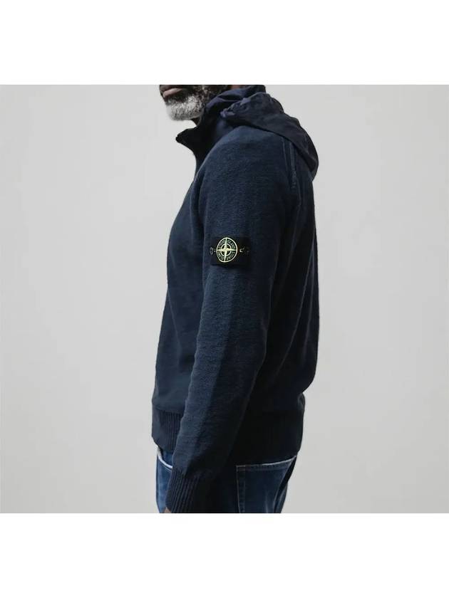 Compass Badge Cotton Zip-up Hoodie Navy - STONE ISLAND - BALAAN 5