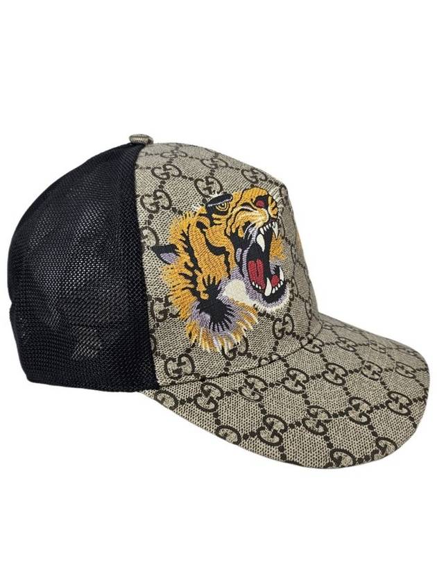 Tigers Print GG Supreme Baseball Hat Beige Ebony - GUCCI - BALAAN 4