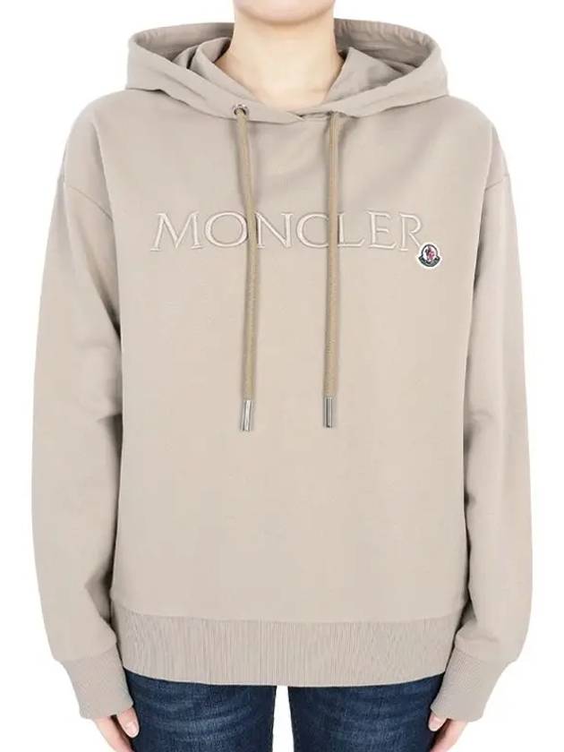 Women's Embroidered Logo Hooded Sweatshirt Beige 8G00016 89A1K 20J - MONCLER - BALAAN 2