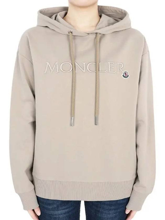 Women's Embroidered Logo Hooded Sweatshirt Beige 8G00016 89A1K 20J - MONCLER - BALAAN 2