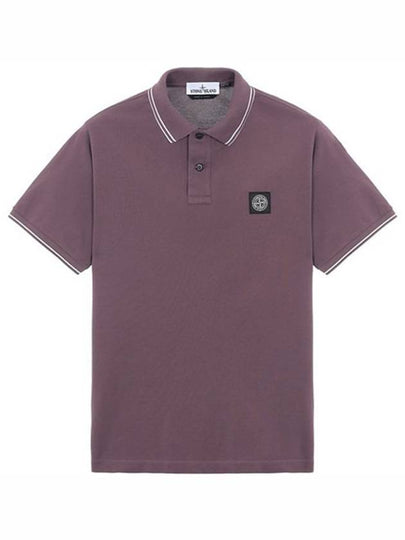 Men's Two Line Wappen Patch Cotton Short Sleeve Polo Shirt Burgundy - STONE ISLAND - BALAAN 2