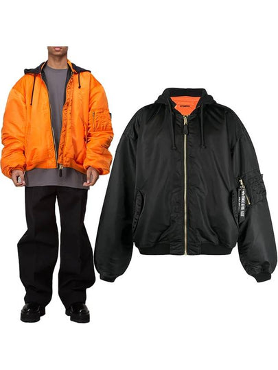 Alpha Industries Reversible Nylon Bomber Jacket Black Orange - VETEMENTS - BALAAN 2