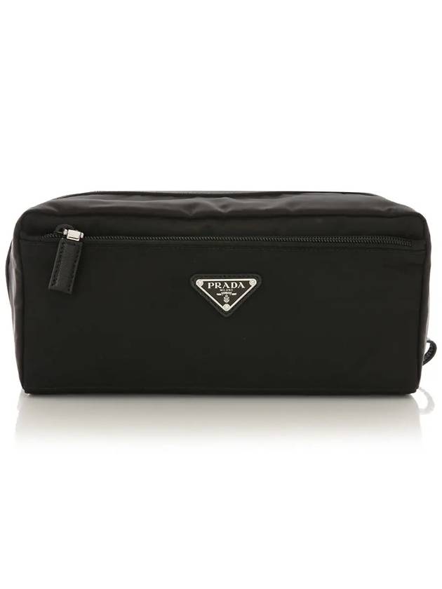 Triangle Logo Cosmetic Pouch Bag Black - PRADA - BALAAN 2