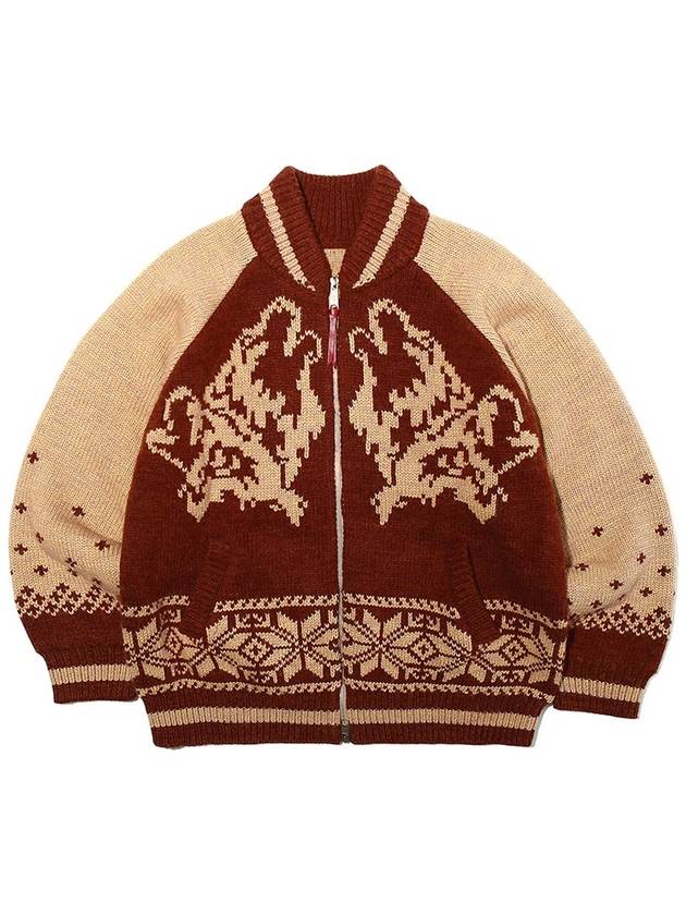 Wolf Cowichan Knit Zip up Brown - OGARP - BALAAN 1