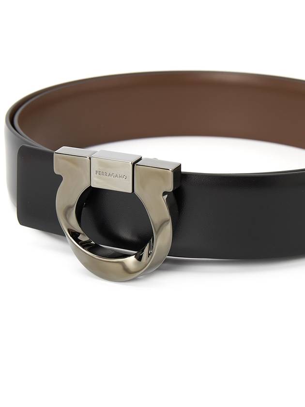 Gancini Reversible Leather Belt - SALVATORE FERRAGAMO - BALAAN 7