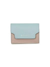 Saffiano Color Block Tri-Fold Half Wallet Blue - MARNI - BALAAN 1