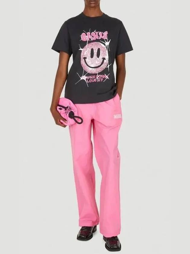 Logo Print Wide Pants Pink - GANNI - BALAAN 6