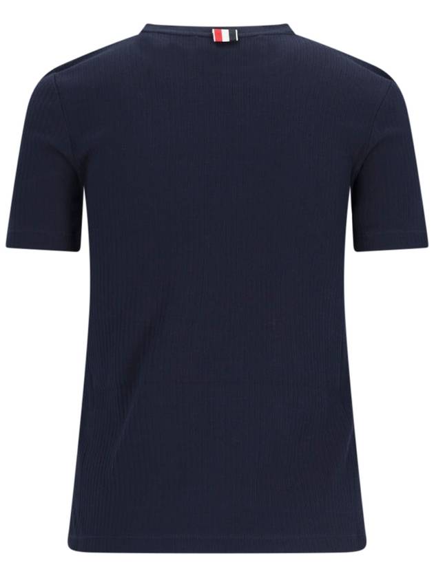 Women's High Twist Rip Stripe Short Sleeve T-Shirt Navy - THOM BROWNE - BALAAN 3