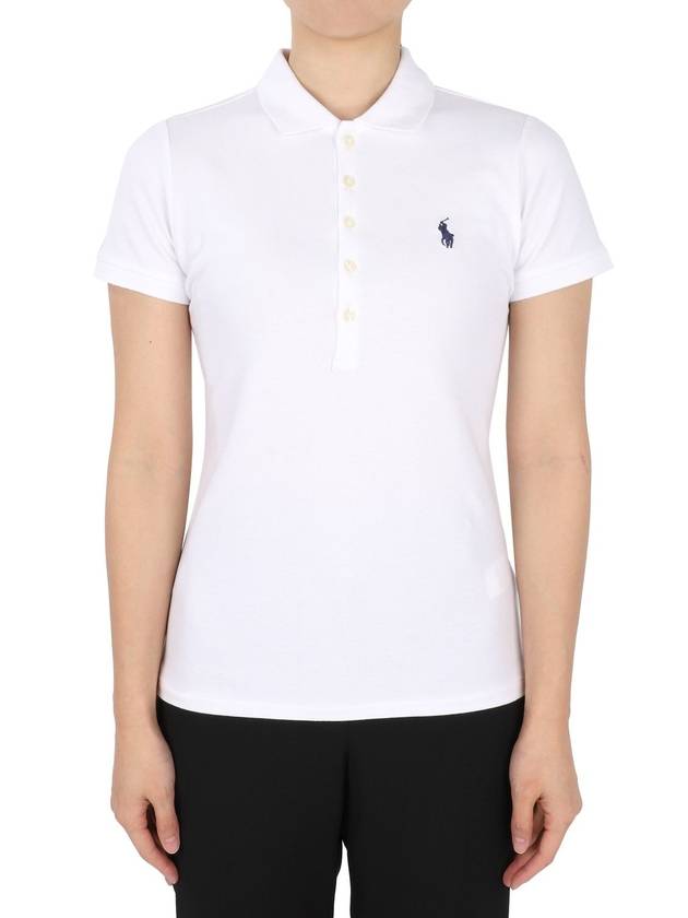 Polo Women s Stretch Cotton PK Short Sleeve White 211870245 001 - RALPH LAUREN - BALAAN 1