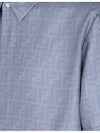 Men's FF Motif Silk Short Sleeve Shirt Blue - FENDI - BALAAN 4