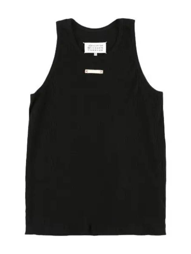 Fancy Rib Tank Sleeveless T Shirt Black Top - MAISON MARGIELA - BALAAN 1