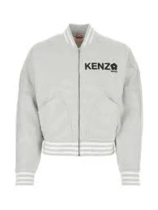 Logo Print Cotton Bomber Jacket Grey - KENZO - BALAAN 2