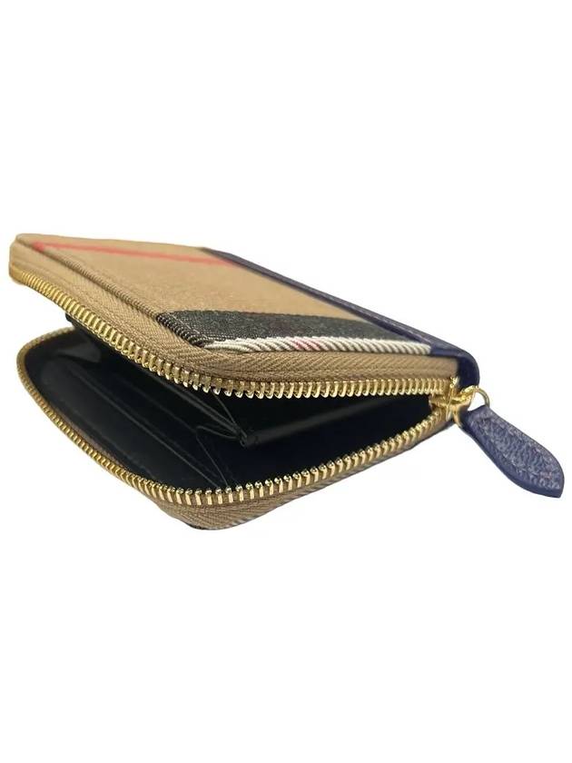 Check Zipper Around Card Wallet Dark Navy Brown - BURBERRY - BALAAN 7