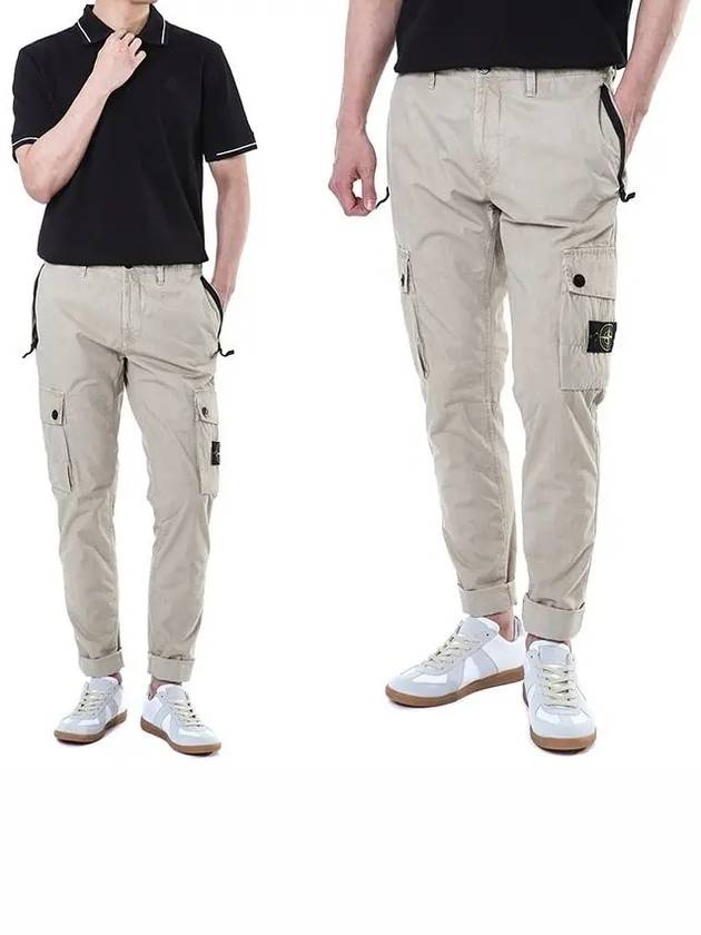 Wappen Patch Old Treatment Slim Fit Cargo Straight Pants Beige - STONE ISLAND - BALAAN 3