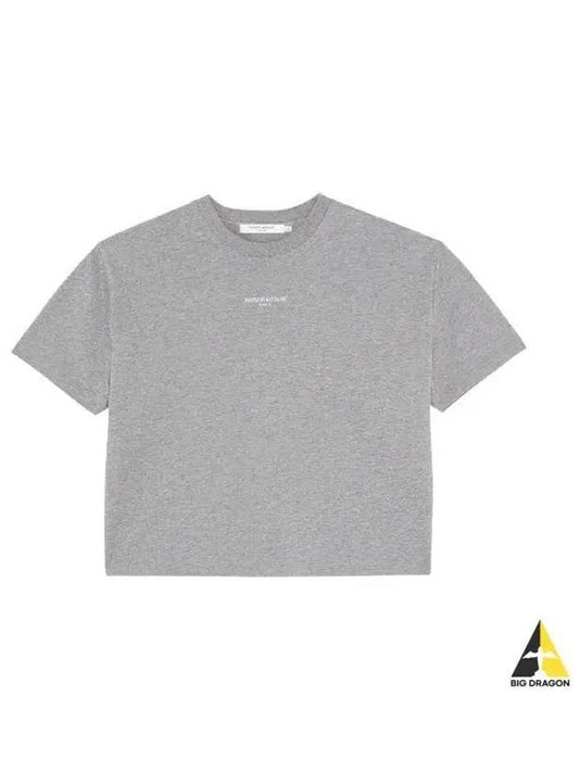 Paris Embroidered Logo Boxy Short Sleeve T-Shirt Grey Melange - MAISON KITSUNE - BALAAN 2