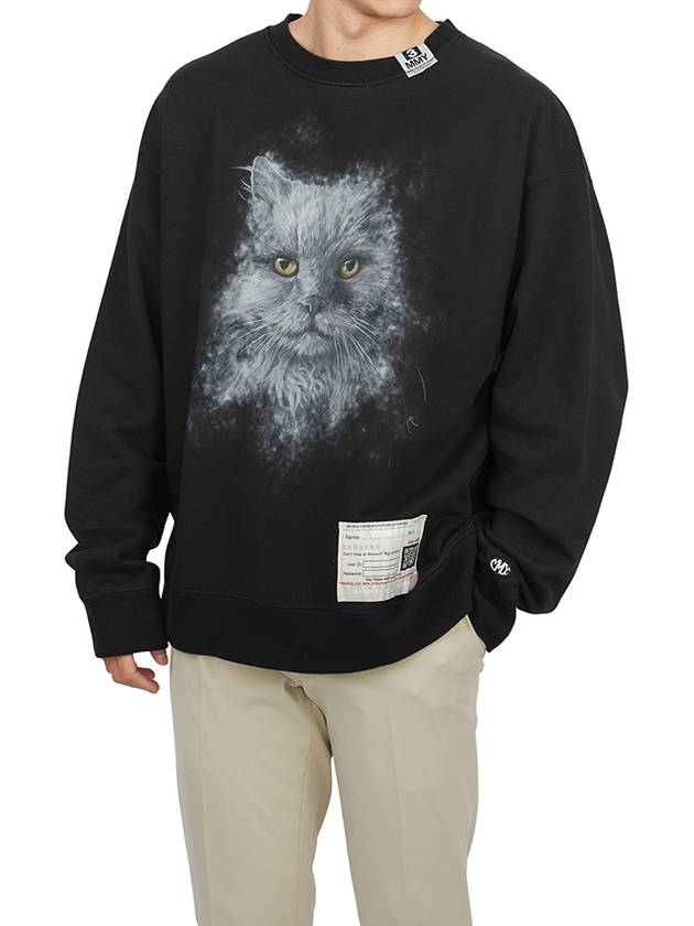 Men's Cat Print Sweatshirt Black - MIHARA YASUHIRO - BALAAN 5