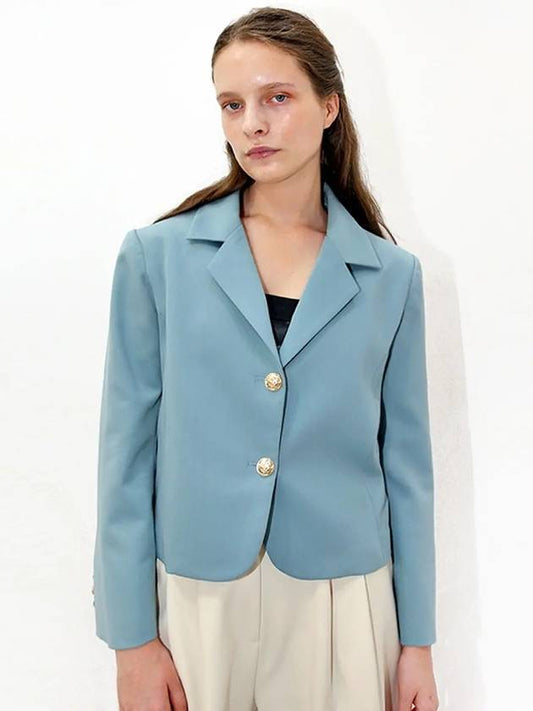 Two Button Crop Jacket Blue - DAMAGE MNEMONIC - BALAAN 2