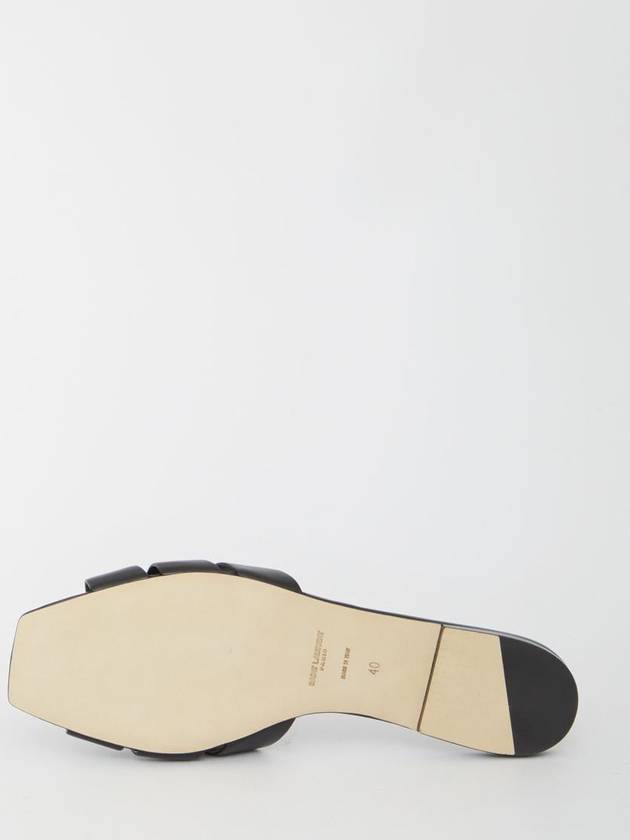 Tribute Smooth Leather Flat Mules Black - SAINT LAURENT - BALAAN 5