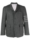 Donegal Tweed 4 Bar Single Breasted Blazer Jacket Grey - THOM BROWNE - BALAAN 3