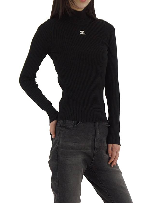 Mockneck Rib Knit Top Black - COURREGES - BALAAN 6