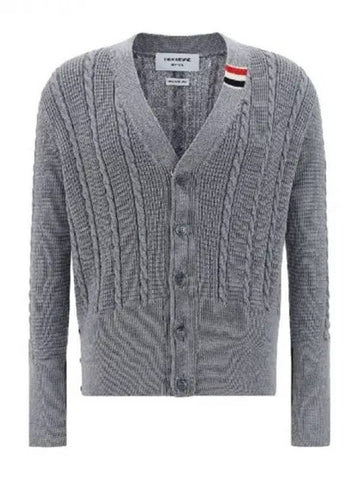 RWB jacquard cable wool cardigan - THOM BROWNE - BALAAN 1