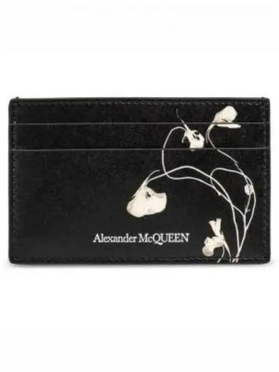 Floral Print Card Wallet Black - ALEXANDER MCQUEEN - BALAAN 2