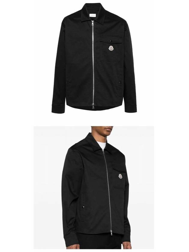 Gabardine Logo Pocket Zip Up Jacket Black - MONCLER - BALAAN 5