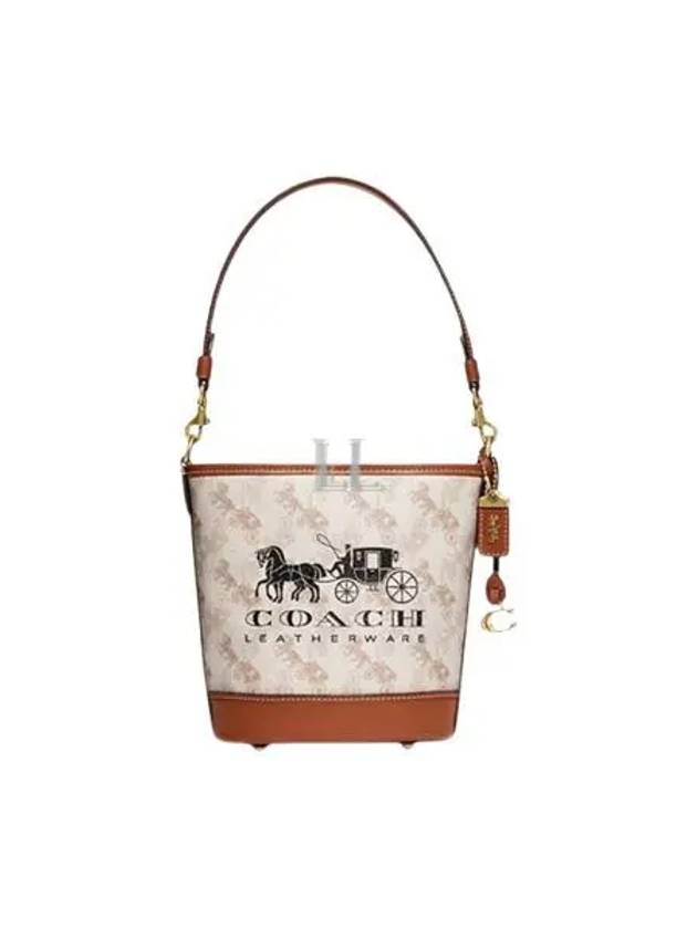 Dakota Horse Carriage Print 16 Bucket Bag Beige Brown - COACH - BALAAN 2