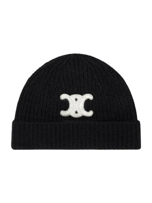 Triomphe Cashmere Seamless Beanie Black - CELINE - BALAAN