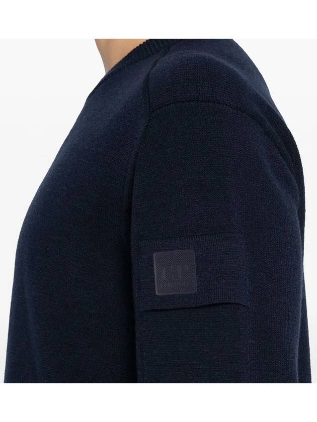 Merino Wool Crew Neck Knit Top Navy - CP COMPANY - BALAAN 6