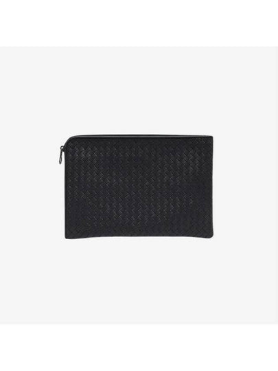 Intrecciato Weaving Zipper Medium Clutch Bag Midnight Blue - BOTTEGA VENETA - BALAAN 2