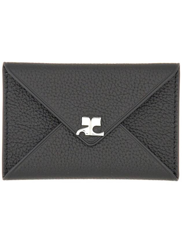 Logo Envelope Leather Card Wallet Dark Brown - COURREGES - BALAAN 2